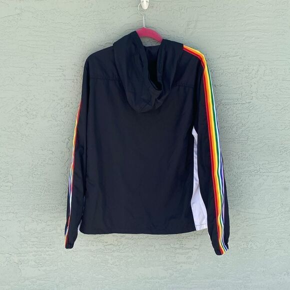 FOREVER 21 Mens Size M PRIDE Black Track Hooded Jacket - Picture 2 of 8